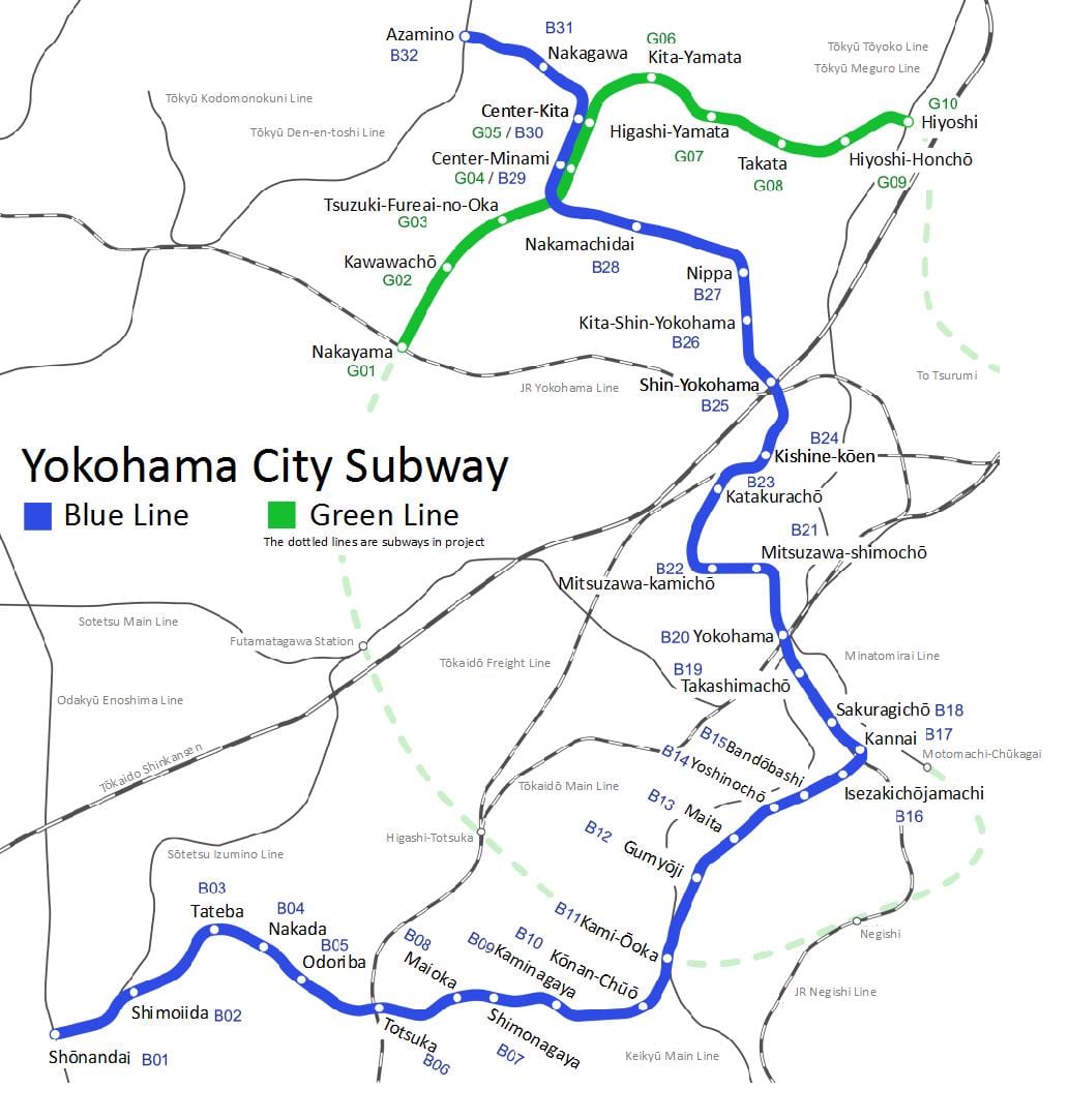 Yokohama metró térkép