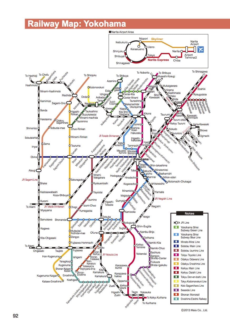 Tokió Yokohama vonat térkép